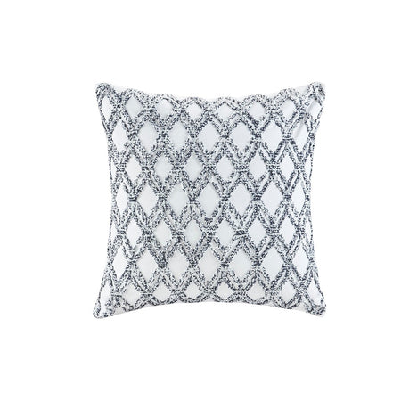 INK+IVY Riko Cotton Embroidered Square Pillow - Navy - 20x20"
