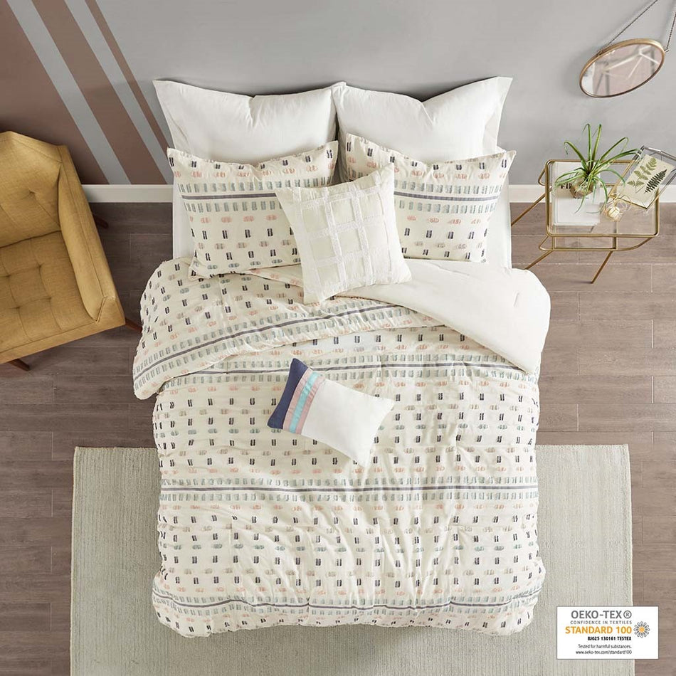 Urban Habitat Auden 5 Piece Cotton Jacquard Comforter Set - Aqua - Full Size / Queen Size