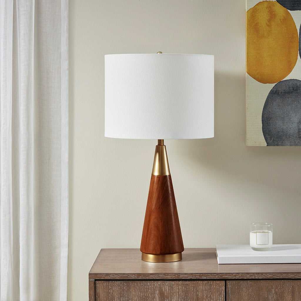 INK+IVY Chrislie Triangular Table Lamp - Gold / Brown 