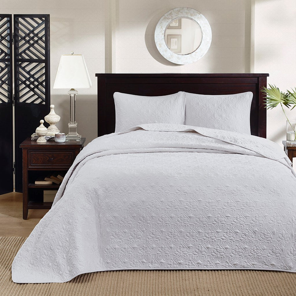 Quebec Reversible Bedspread Set - White - King Size