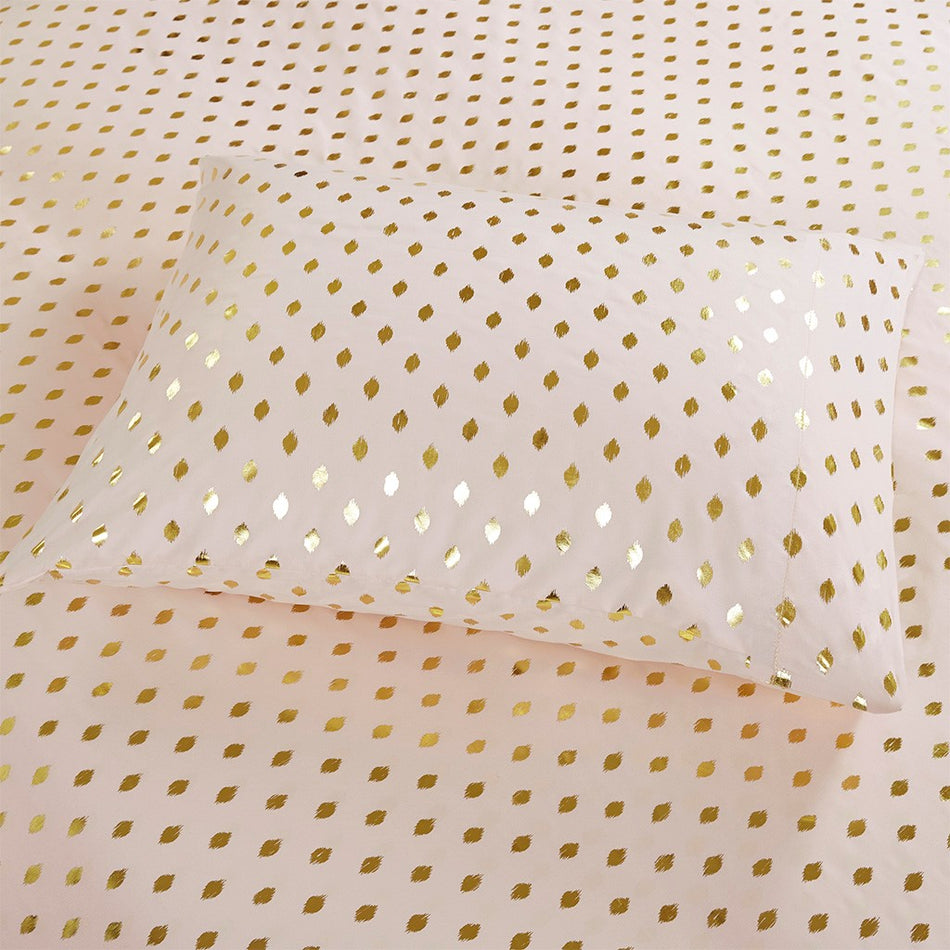 Metallic Dot Printed Sheet Set - Blush / Gold - Twin Size