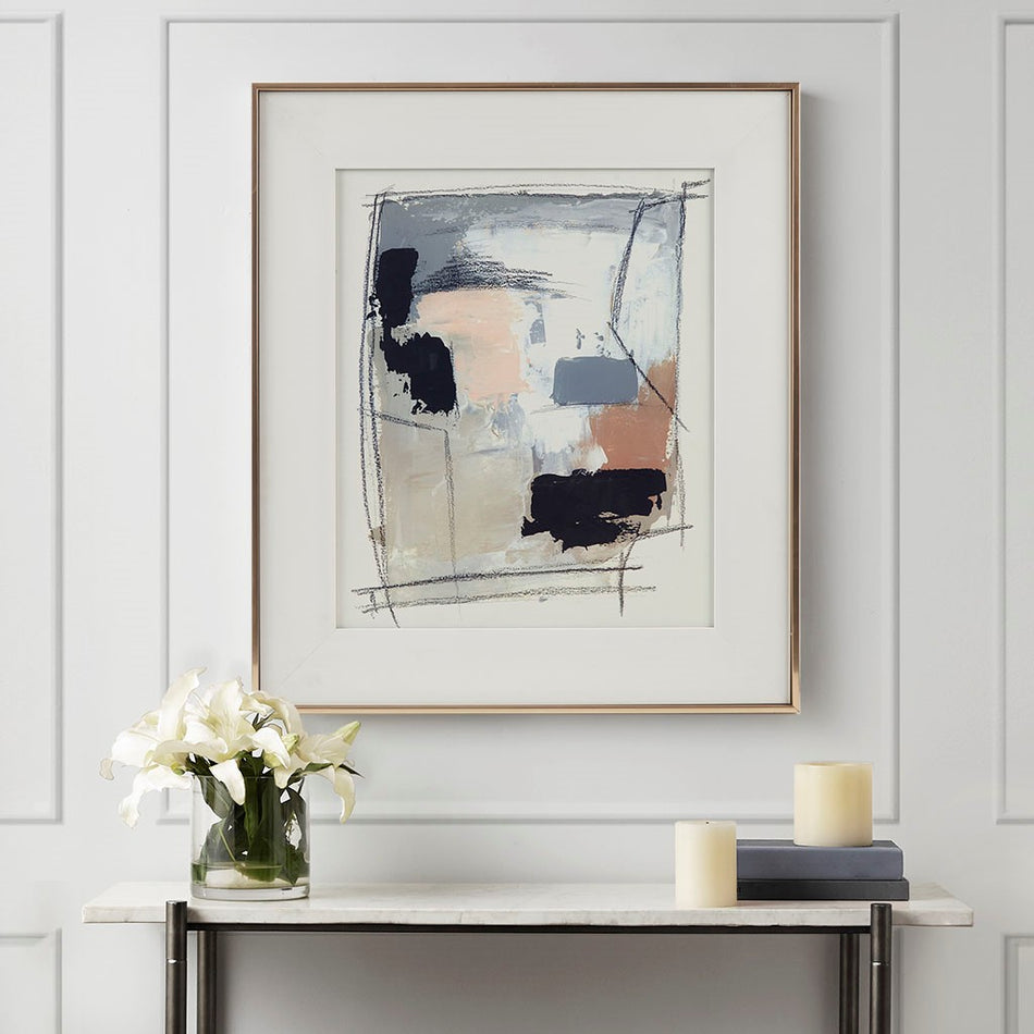 Madison Park Abstract Reveal Abstract Double Matted Framed Glass Wall Art - Neutral 