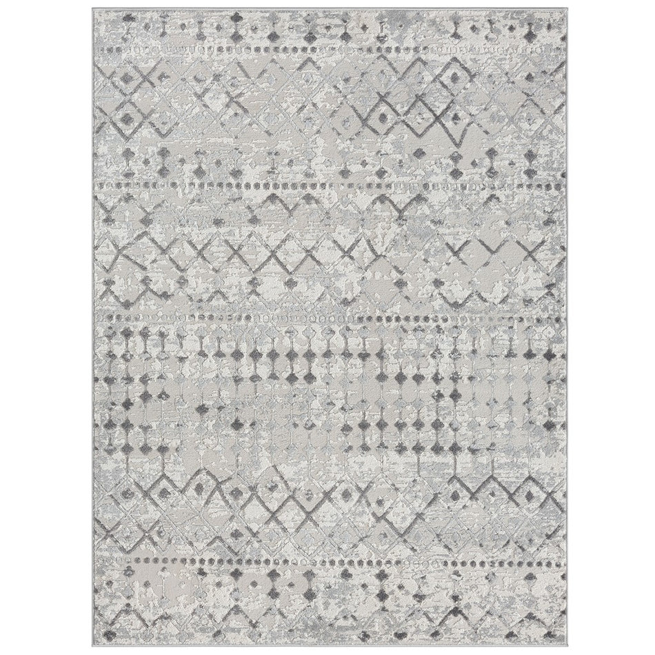 Hannah Moroccan Global Woven Area Rug - Light Grey / Cream - 6x9'