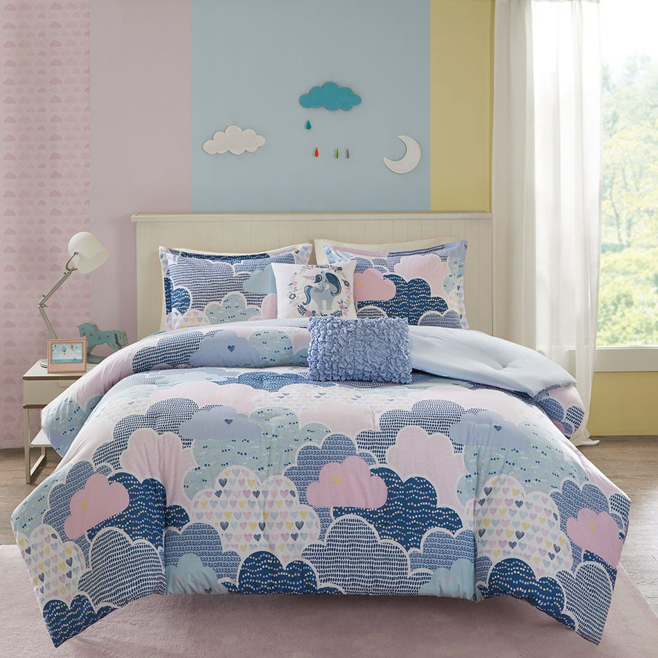 Cloud Cotton Printed Comforter Set - Blue - Twin Size