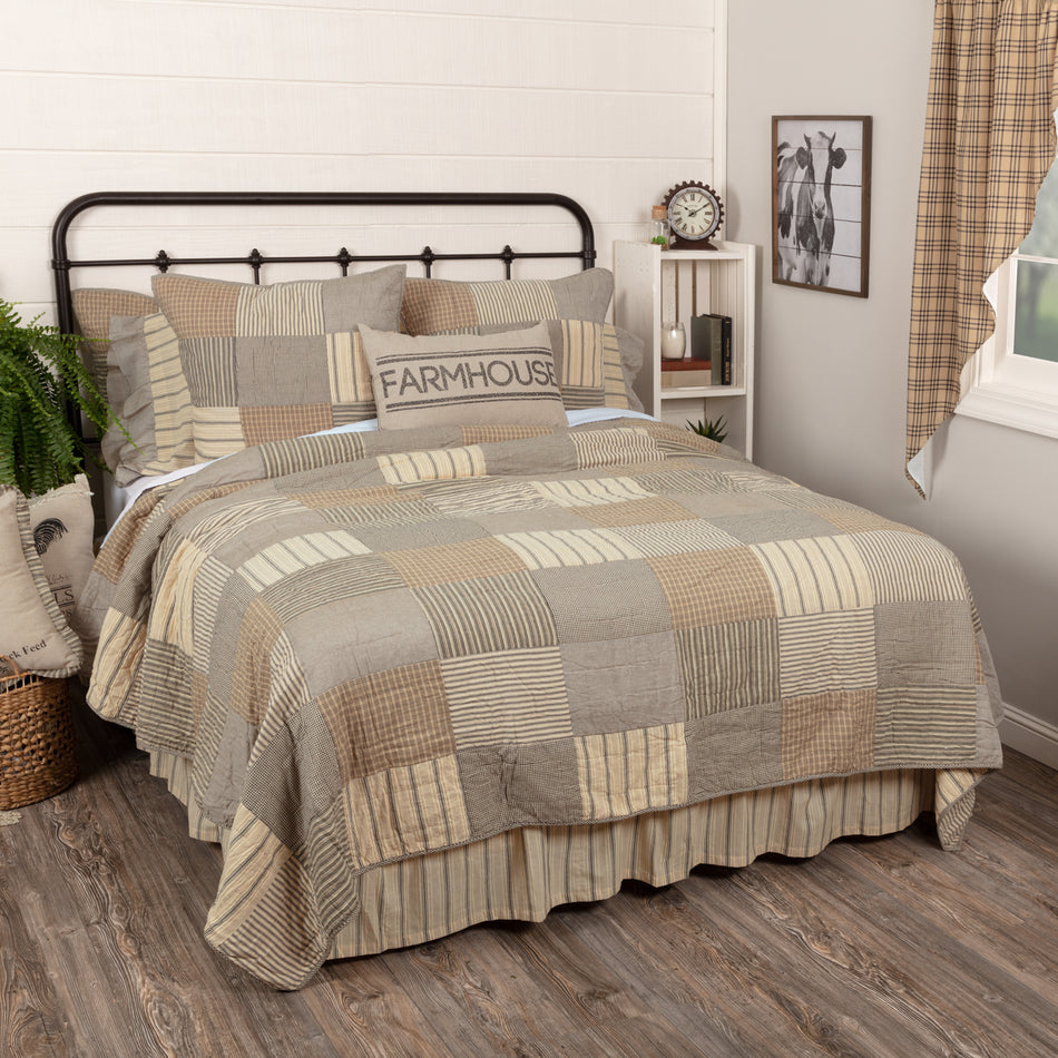 April & Olive Sawyer Mill Charcoal Twin Quilt 68Wx86L By VHC Brands