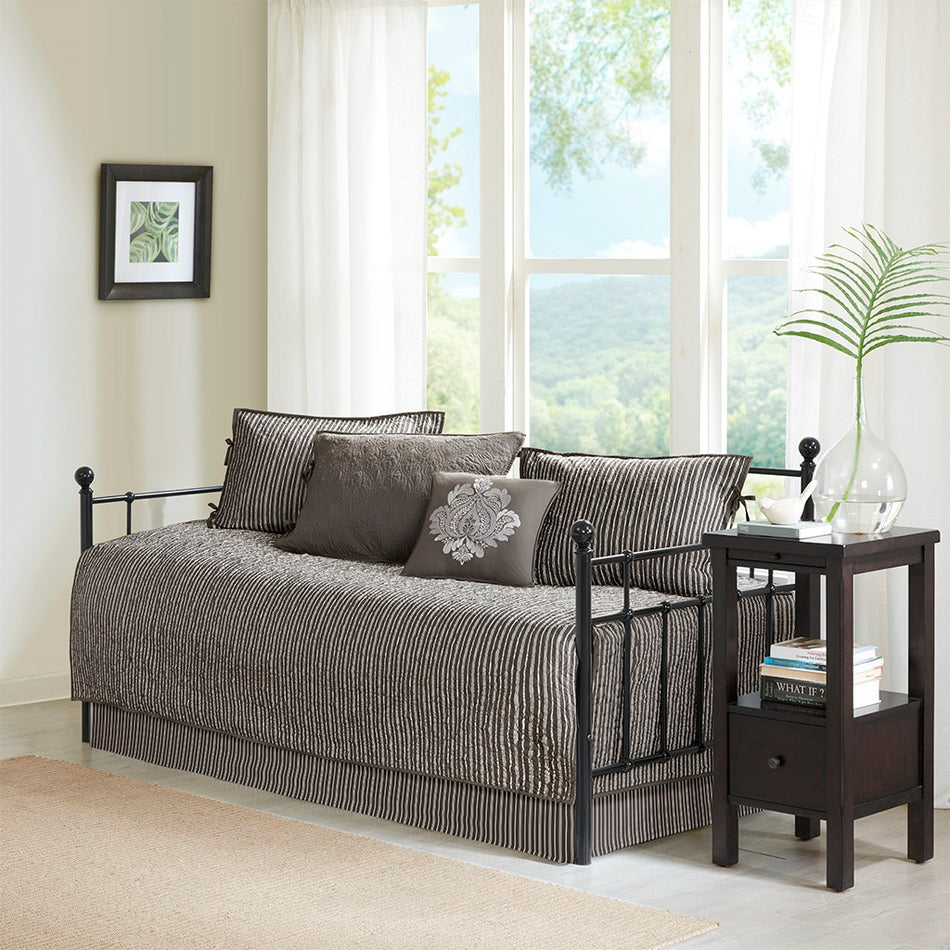 Quebec 6 Piece Reversible Daybed Cover Set - Dark Grey - Daybed Size - 39" x 75"