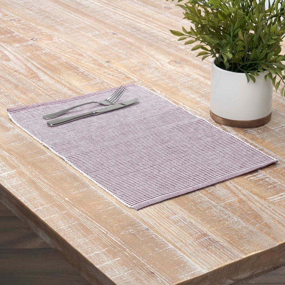 Ashton Burgundy Ribbed Placemat Set of 6 12x18