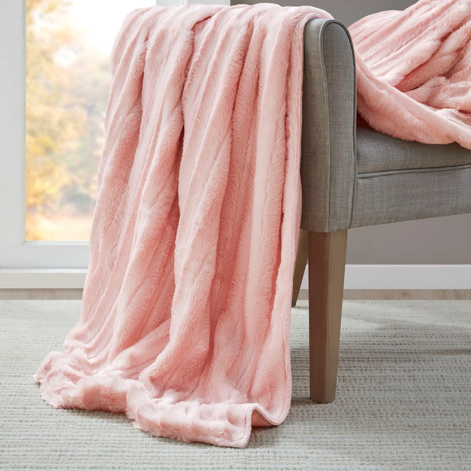 Beautyrest Duke Faux Fur Weighted Blanket - Blush - 60x70"-18lbs