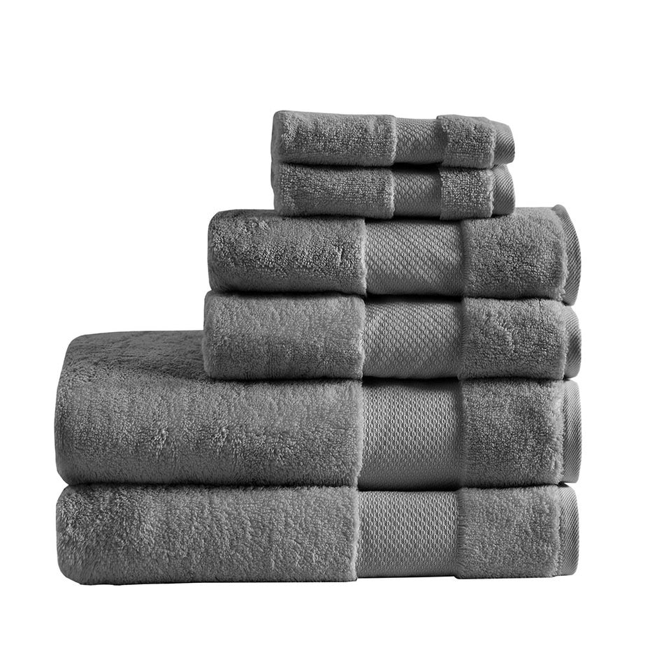 Turkish Cotton 6 Piece Bath Towel Set - Charcoal