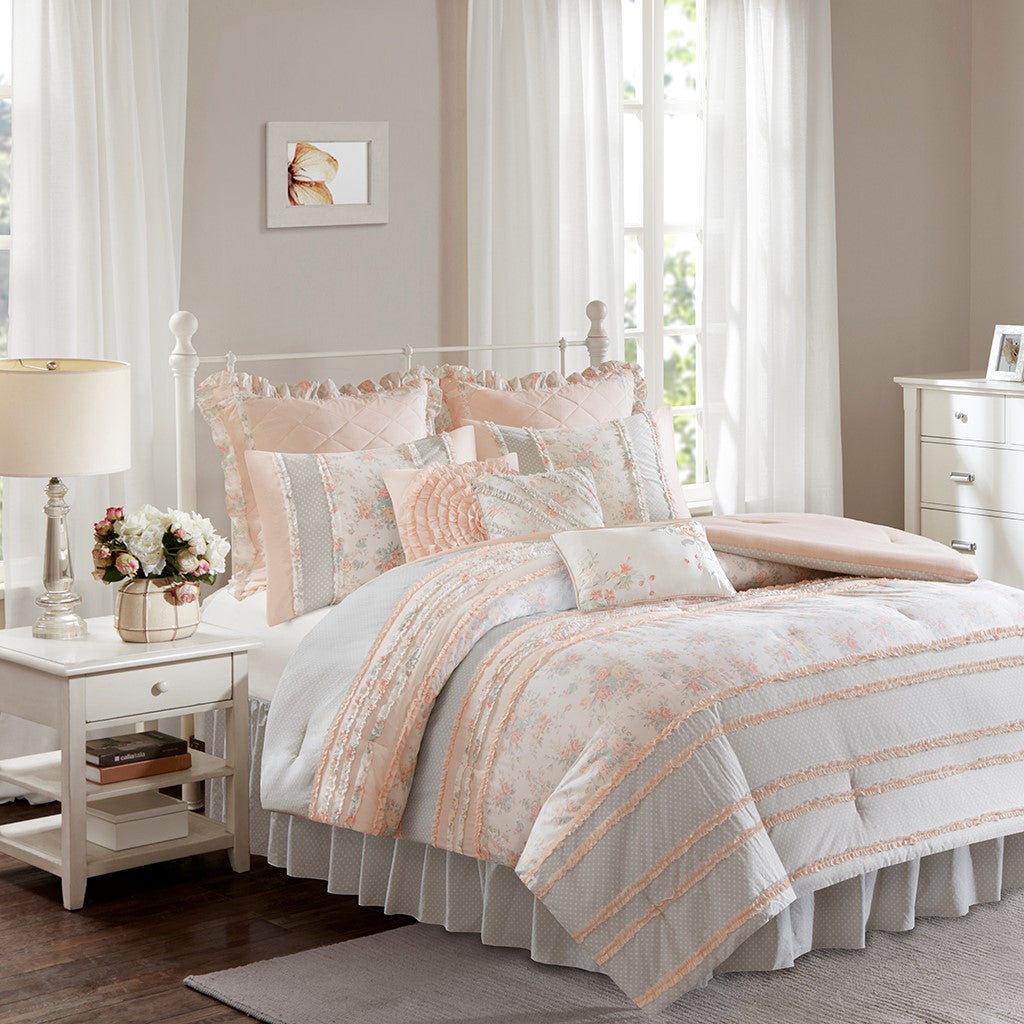 Madison Park Serendipity Cotton Percale Comforter Set - Blush - Cal King Size