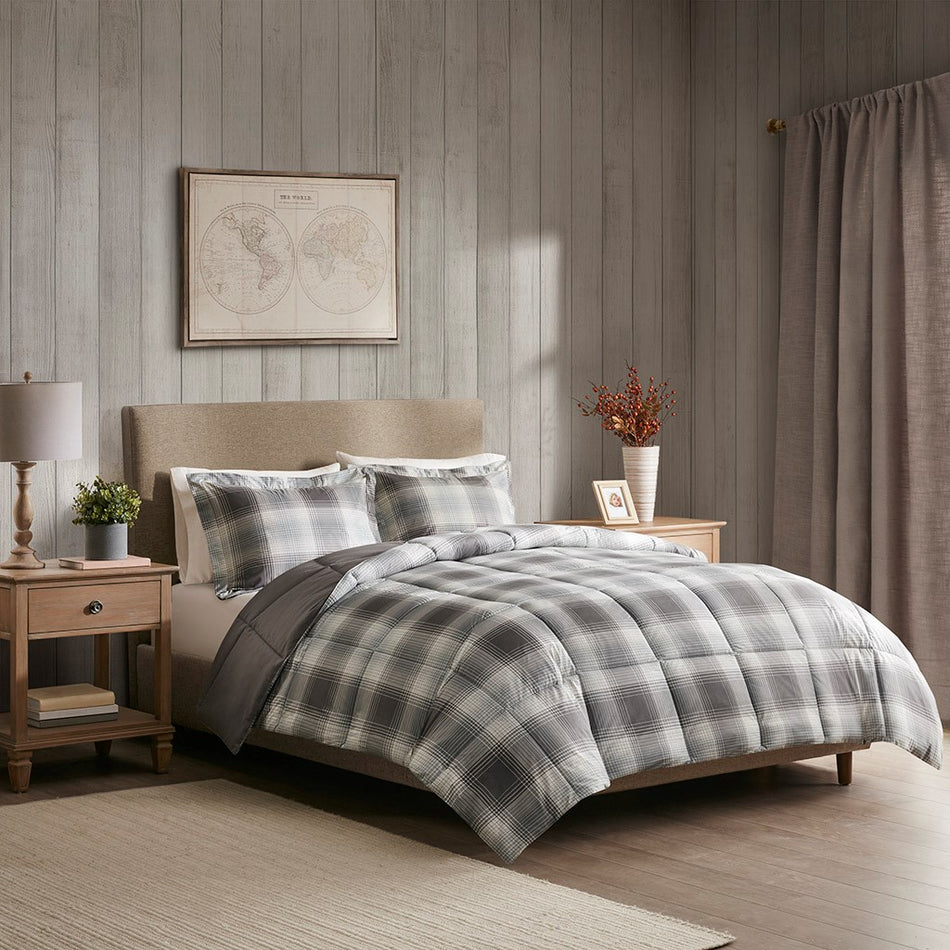 Woodsman Softspun Down Alternative Comforter Mini Set - Grey - King Size