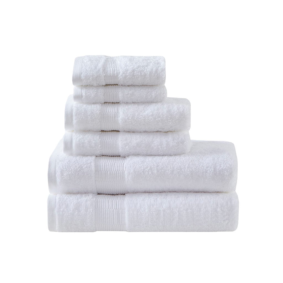 Luce 100% Egyptian Cotton 6 Piece Towel Set - White