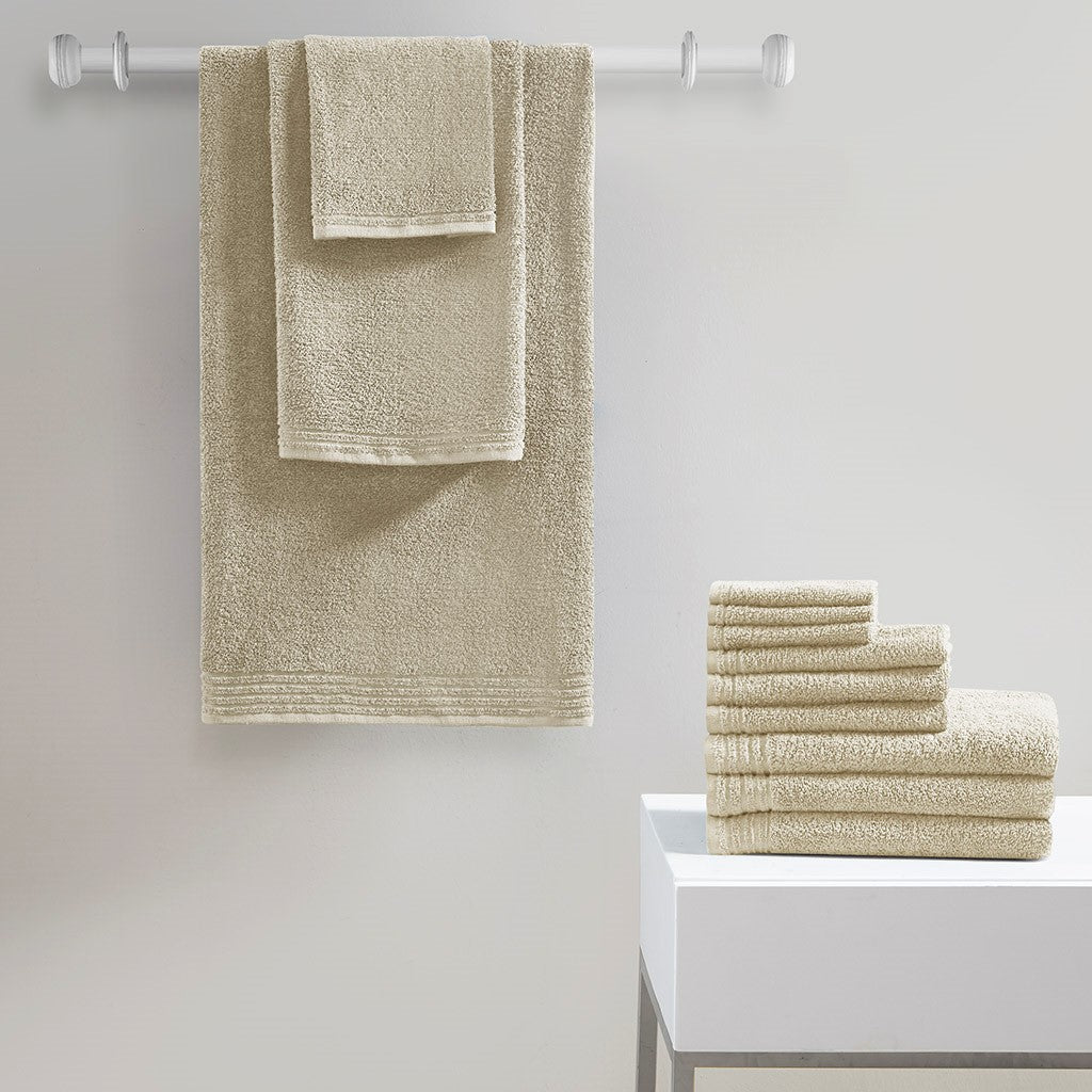 510 Design Big Bundle 100% Cotton Quick Dry 12 Piece Bath Towel Set - Taupe 