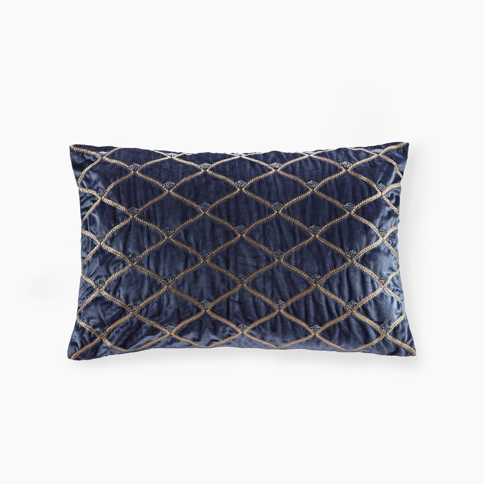 Croscill Classics Aumont Oblong Decor Pillow - Navy  - 22x15" Shop Online & Save - ExpressHomeDirect.com