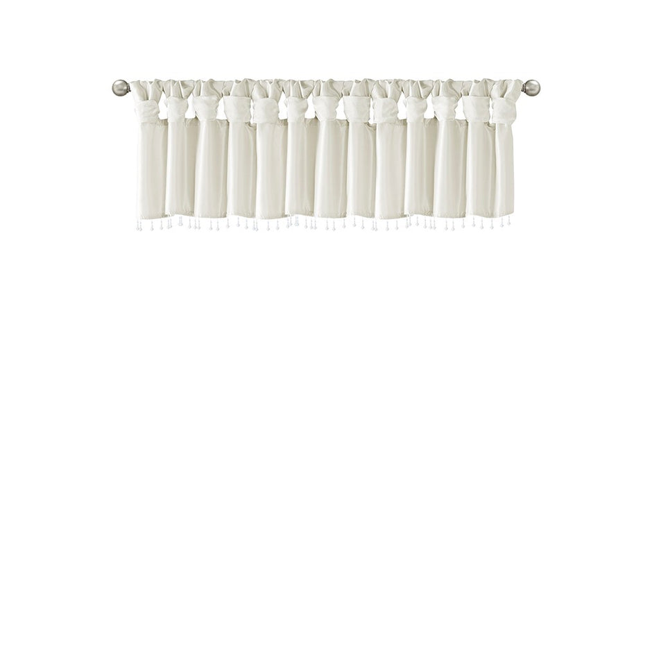 Emilia Lightweight Faux Silk Valance With Beads - Champagne - 50x26"