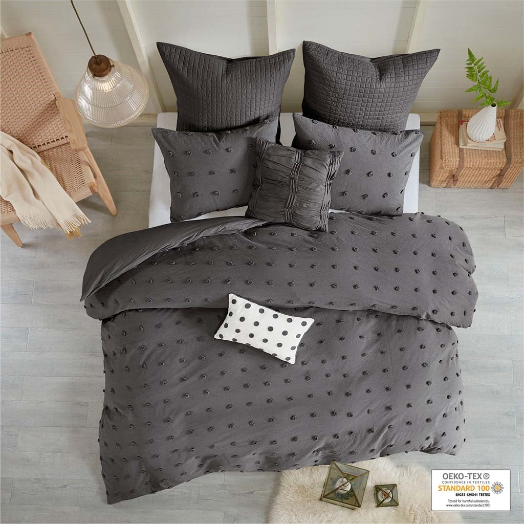 Urban Habitat Brooklyn Cotton Jacquard Comforter Set - Charcoal - Full Size / Queen Size