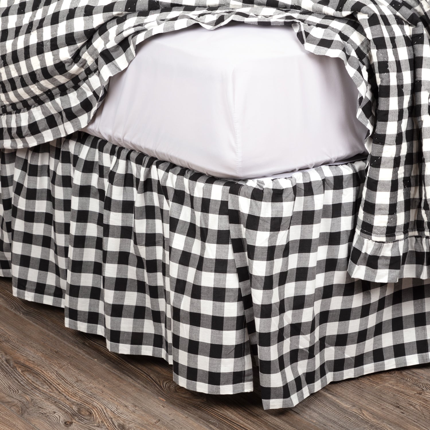 April & Olive Annie Buffalo Black Check Queen Bed Skirt 60x80x16 By VHC Brands