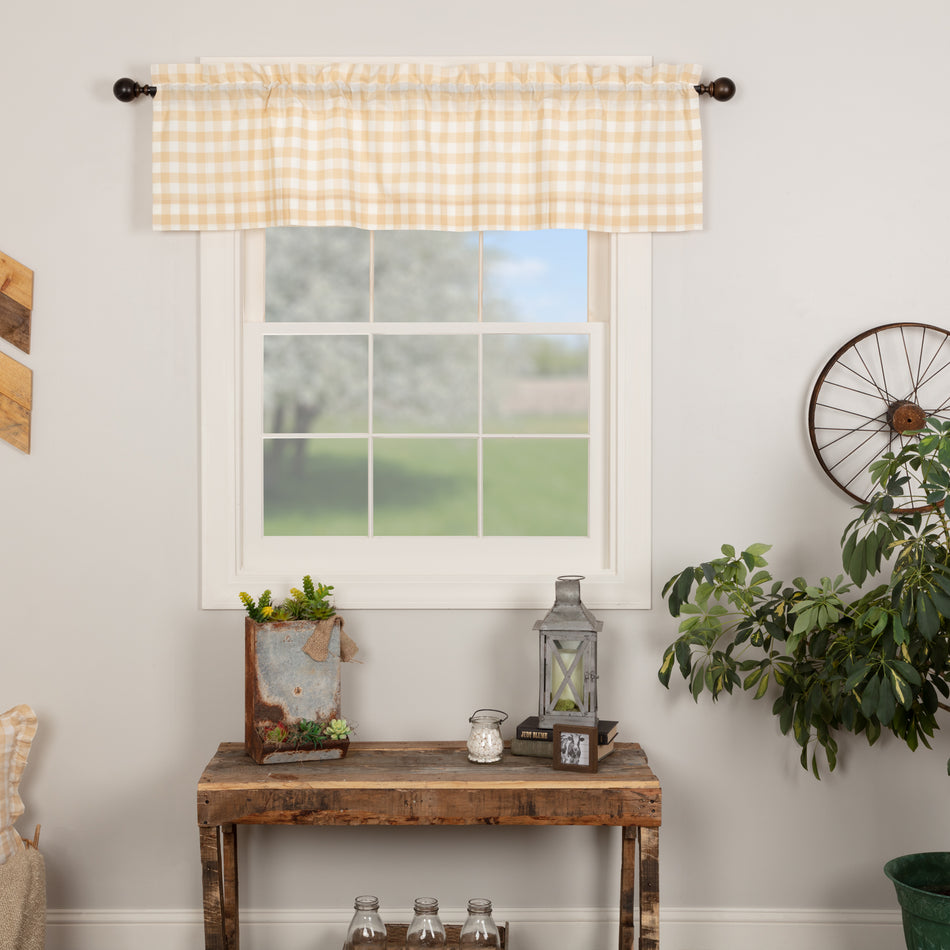 April & Olive Annie Buffalo Tan Check Valance 16x60 By VHC Brands