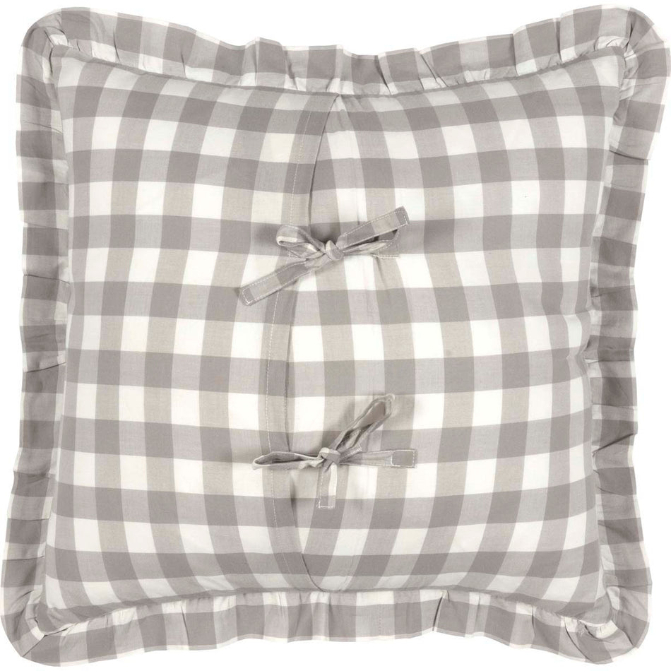 April & Olive Annie Buffalo Grey Check Ruffled Fabric Pillow 18x18 By VHC Brands
