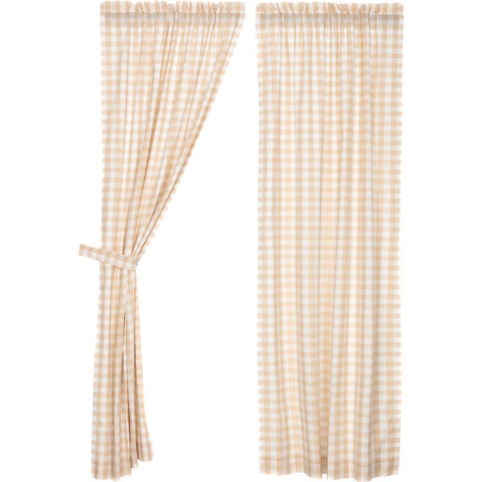 April & Olive Annie Buffalo Tan Check Panel Set of 2 84x40 By VHC Brands