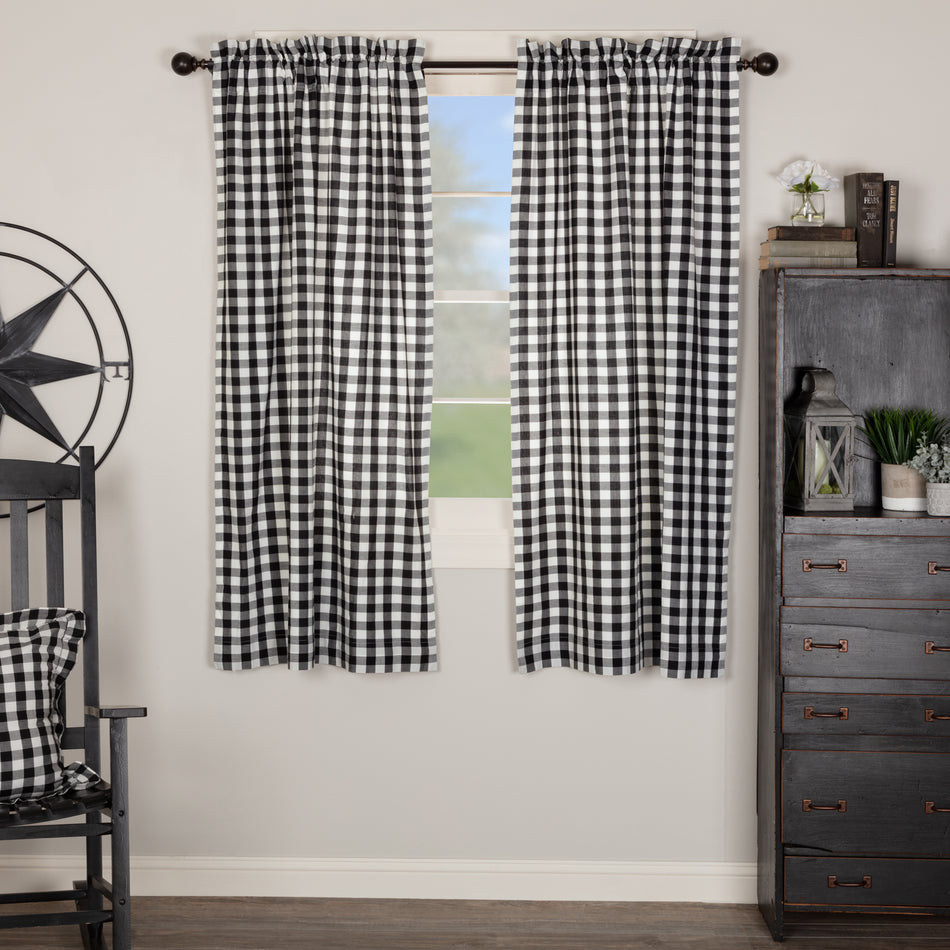 April & Olive Annie Buffalo Black Check Short Panel Set of 2 63x36 By VHC Brands