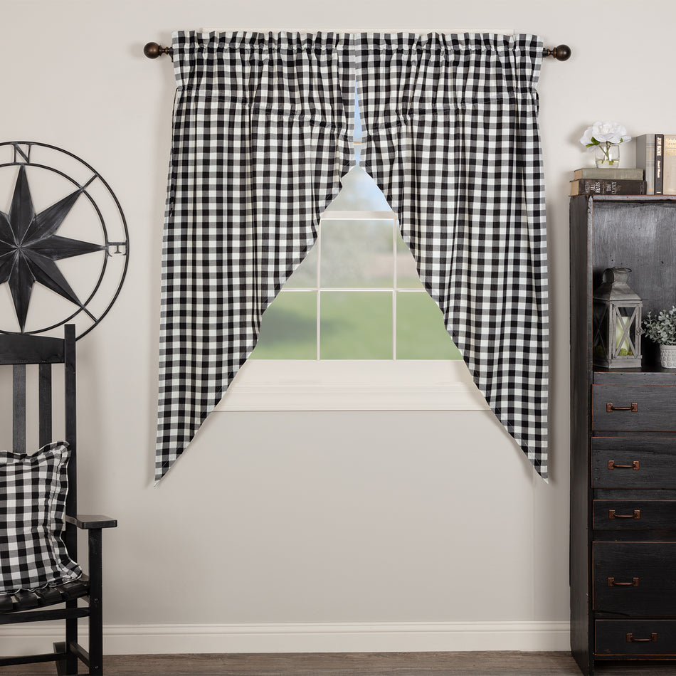 April & Olive Annie Buffalo Black Check Prairie Short Panel Set of 2 63x36x18 By VHC Brands