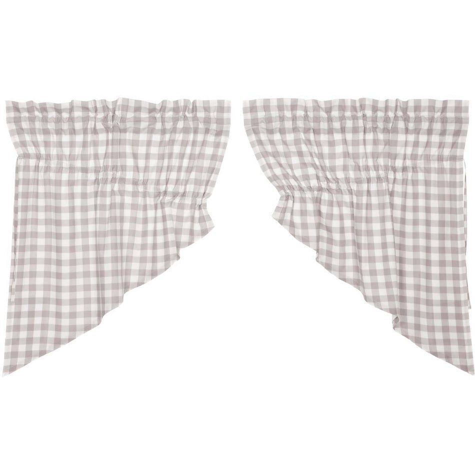 April & Olive Annie Buffalo Grey Check Prairie Swag Set of 2 36x36x18 By VHC Brands
