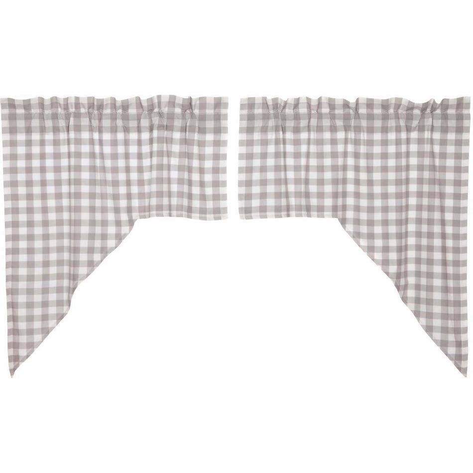 April & Olive Annie Buffalo Grey Check Swag Set of 2 36x36x16 By VHC Brands