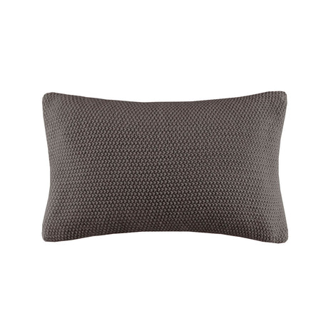 INK+IVY Bree Knit Oblong Pillow Cover - Charcoal - 12x20"