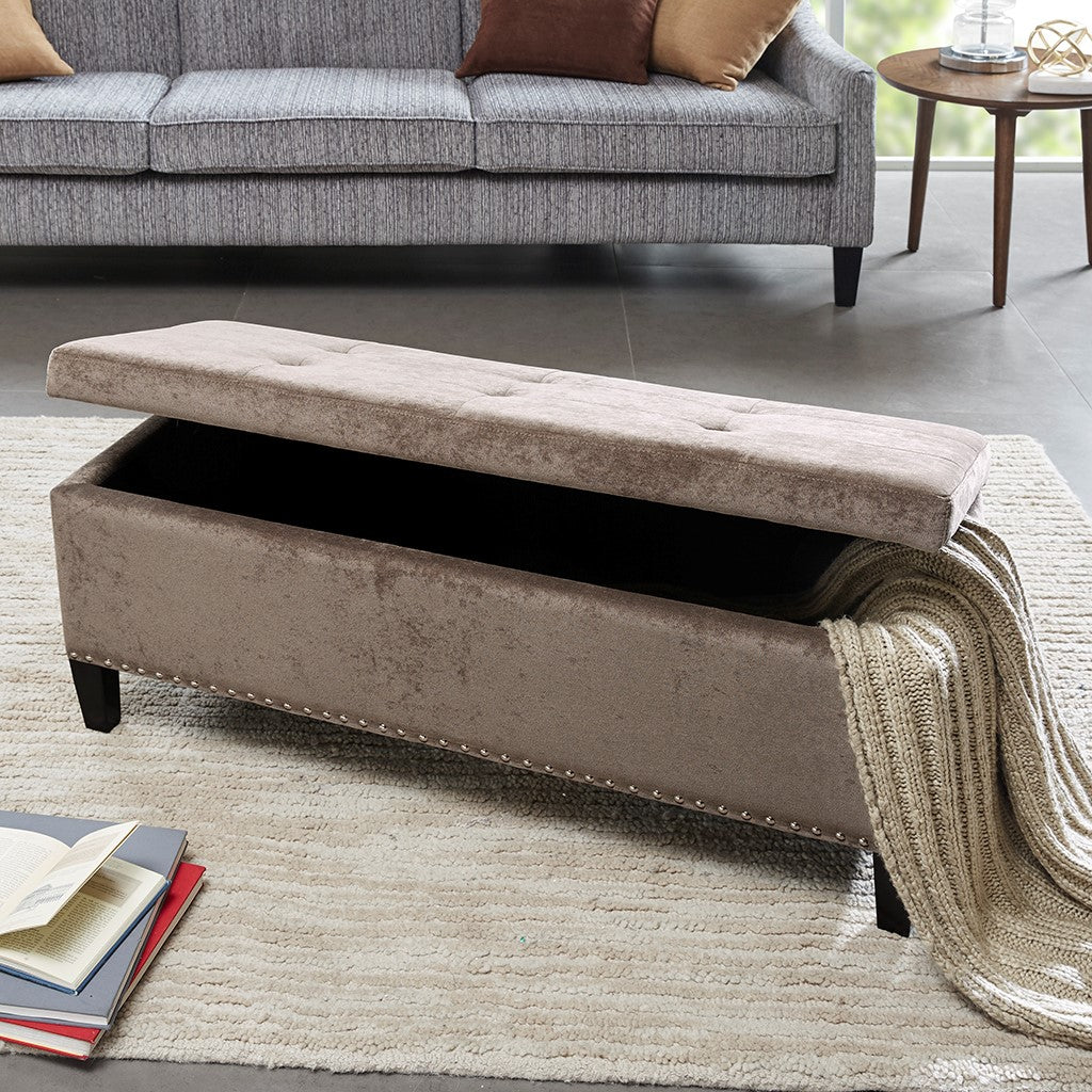 Madison Park Shandra II Tufted Top Soft Close Storage Bench - Taupe 