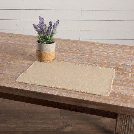 April & Olive Burlap Vintage Placemat Set of 6 Fringed 12x18 By VHC Brands