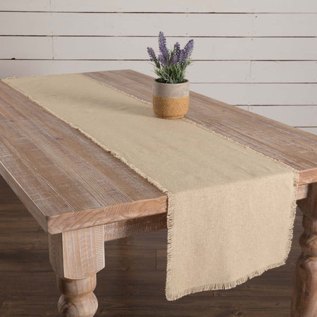 April & Olive Burlap Vintage Runner Fringed 13x72 By VHC Brands