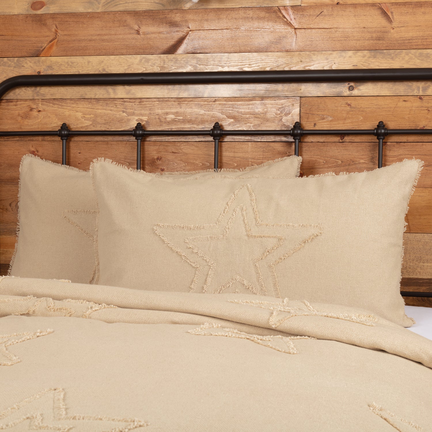 April & Olive Burlap Vintage Star King Sham 21x37 By VHC Brands