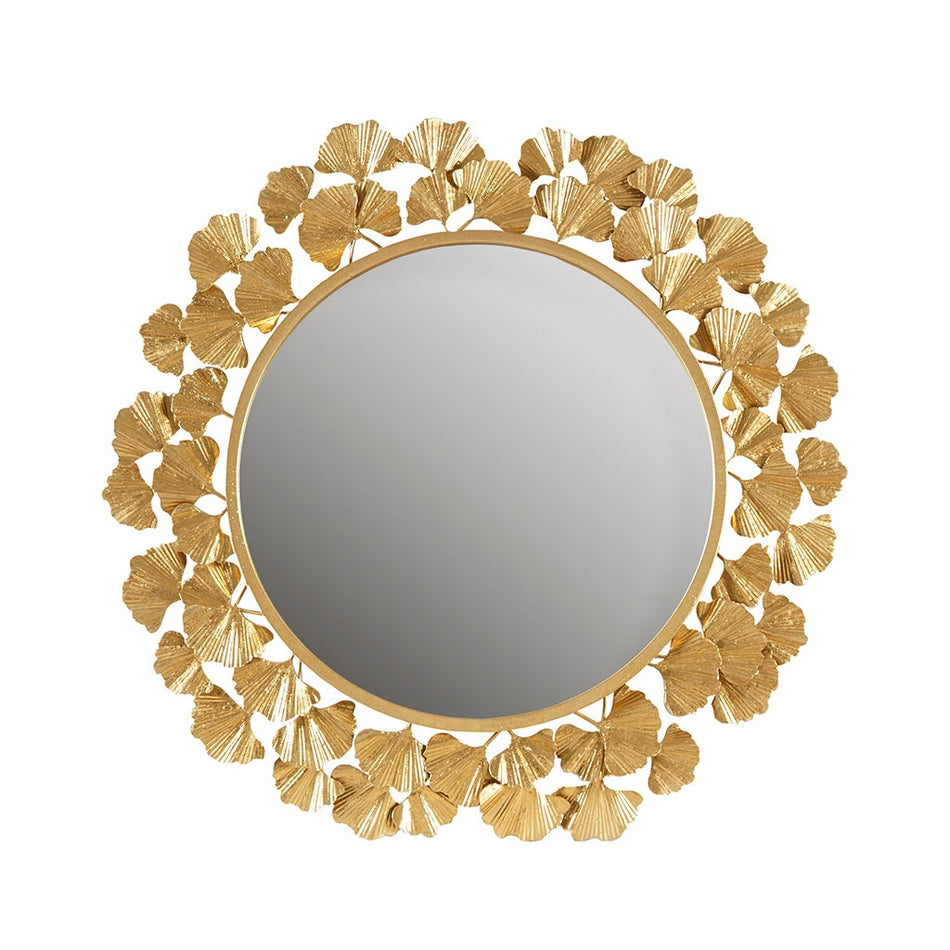 Eden Textured Antique Gold Foil Ginkgo Mirror - Gold