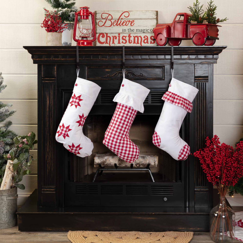 Emmie Red Check Ruffle Stocking 12x20