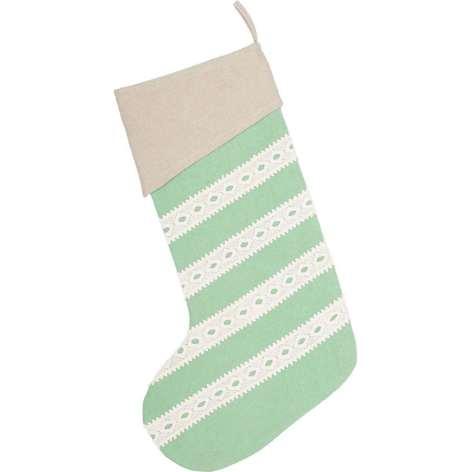 Seasons Crest Margot Mint Stocking 12x20 By VHC Brands