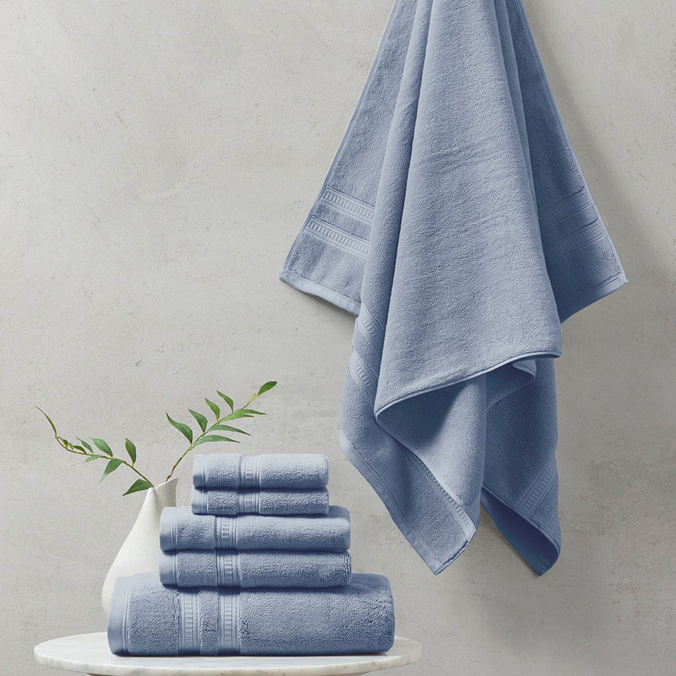 Beautyrest Plume 100% Cotton Feather Touch Antimicrobial Towel 6 Piece Set - Blue 