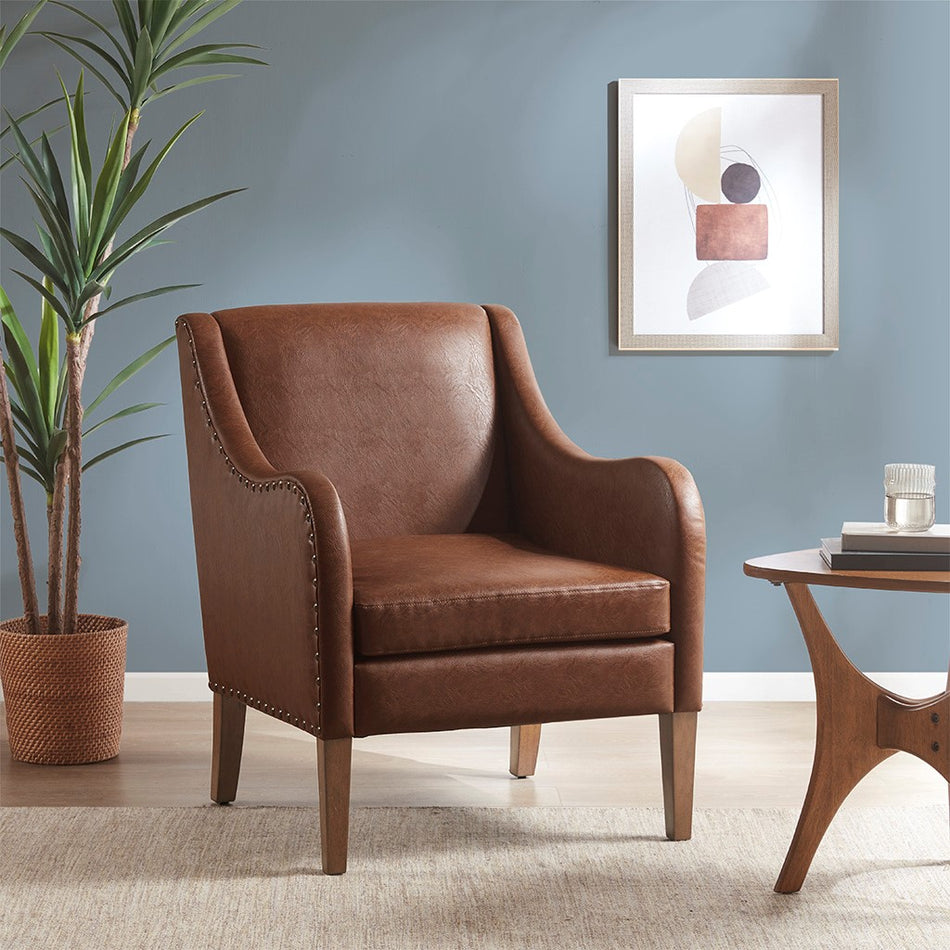 INK+IVY Ferguson Faux Leather Accent Chair - Brown 