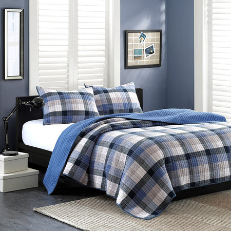 INK+IVY Maddox Coverlet Set - Blue - King Size
