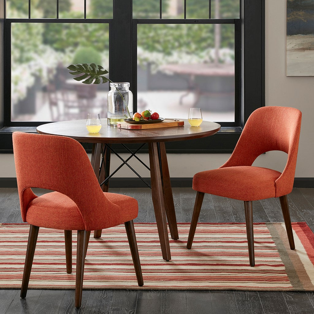 INK+IVY Nola Dining Side Chair (Set of 2) - Orange / Dark Brown 