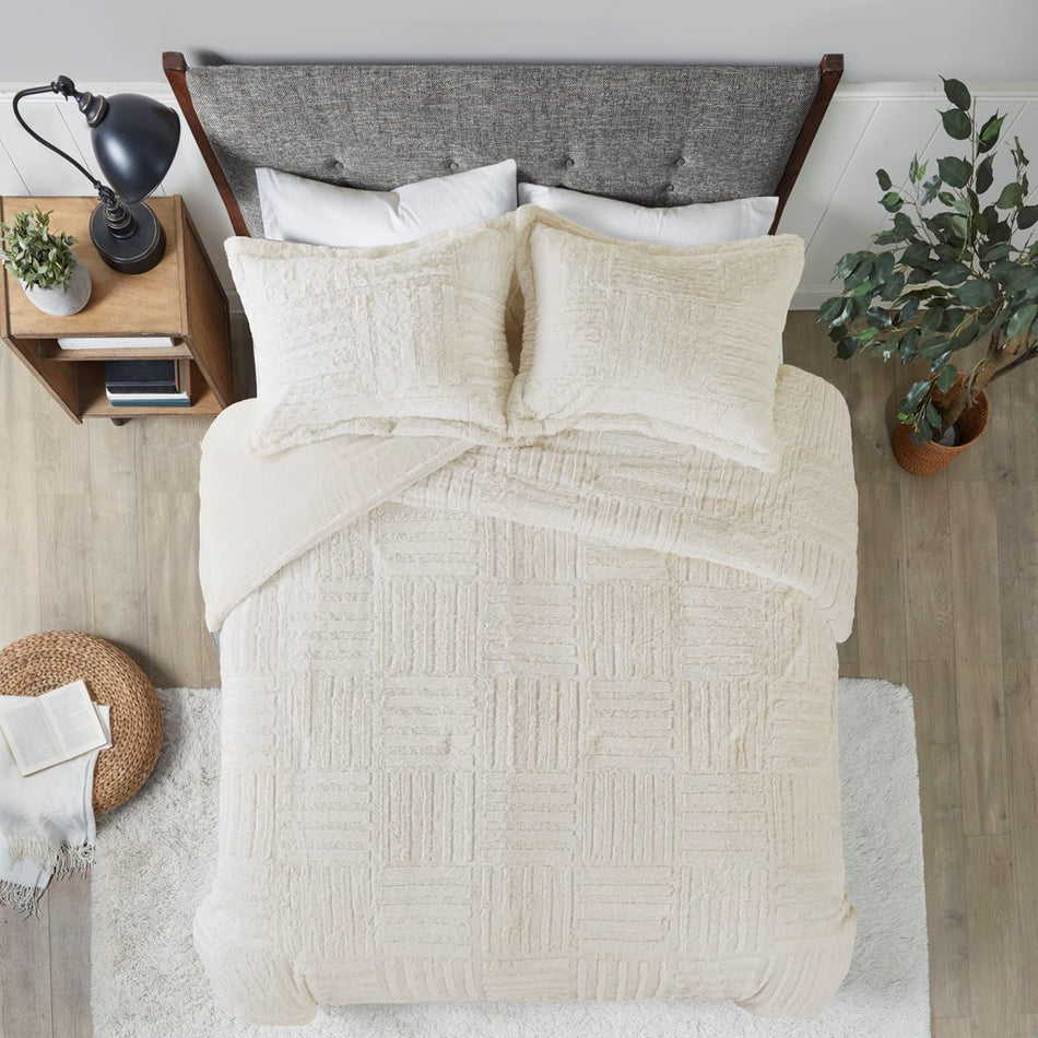 Arctic Fur Down Alternative Comforter Mini Set - Ivory - Twin Size
