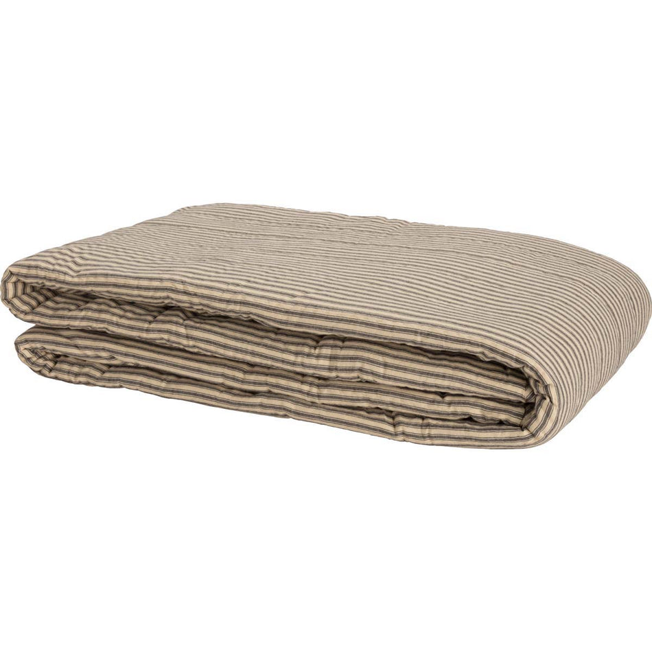 April & Olive Sawyer Mill Charcoal Ticking Stripe King Quilt Coverlet 105Wx95L By VHC Brands