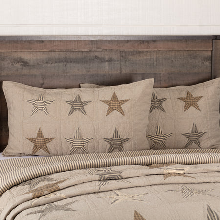 April & Olive Sawyer Mill Star Charcoal King Sham 21x37 By VHC Brands