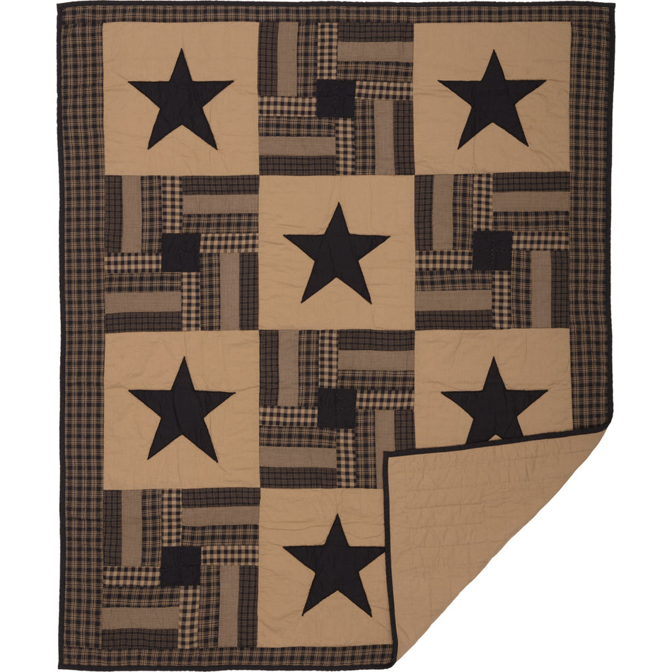 Mayflower Market Black Check Star Quilted Throw 60x50 By VHC Brands