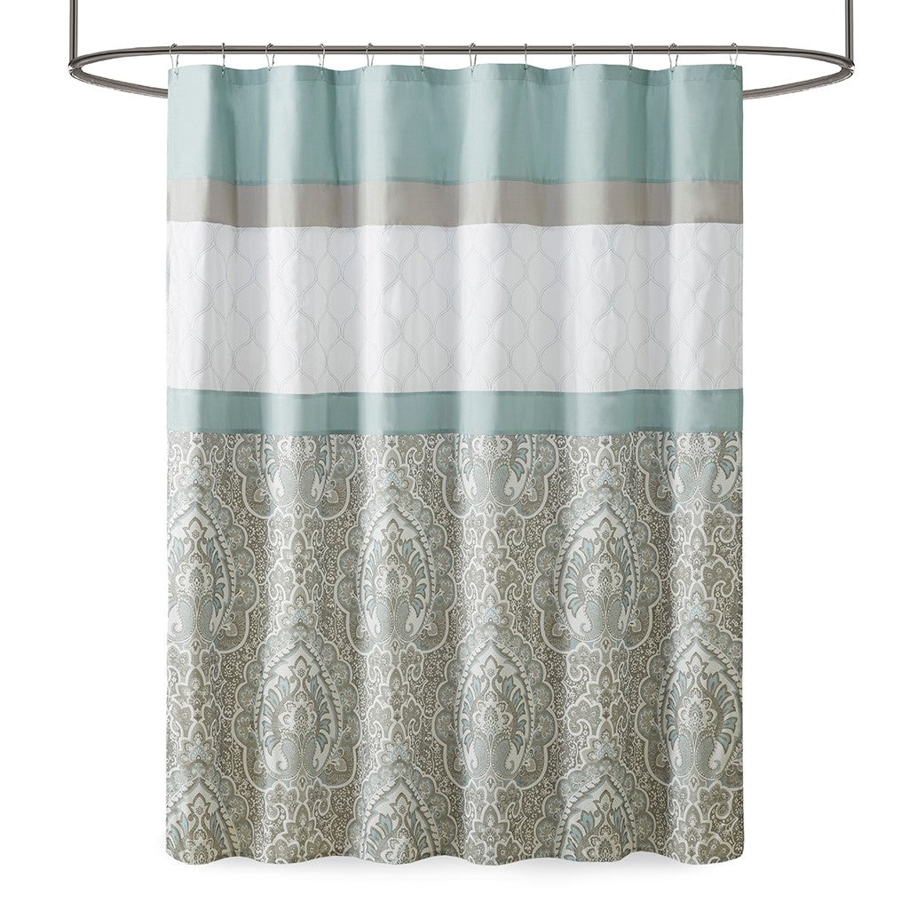 510 Design Shawnee Printed and Embroidered Shower Curtain - Seafoam - 72x72"
