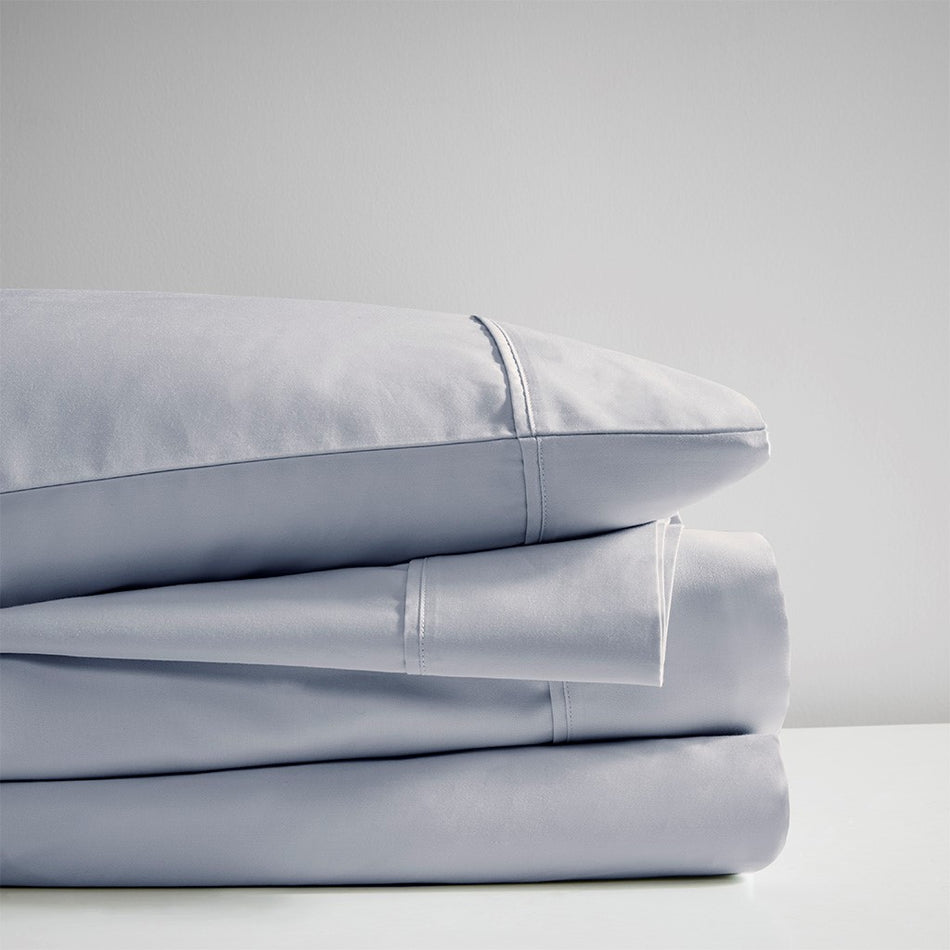 600 Thread Count Cooling Cotton Blend 4 PC Sheet Set - Blue - King Size