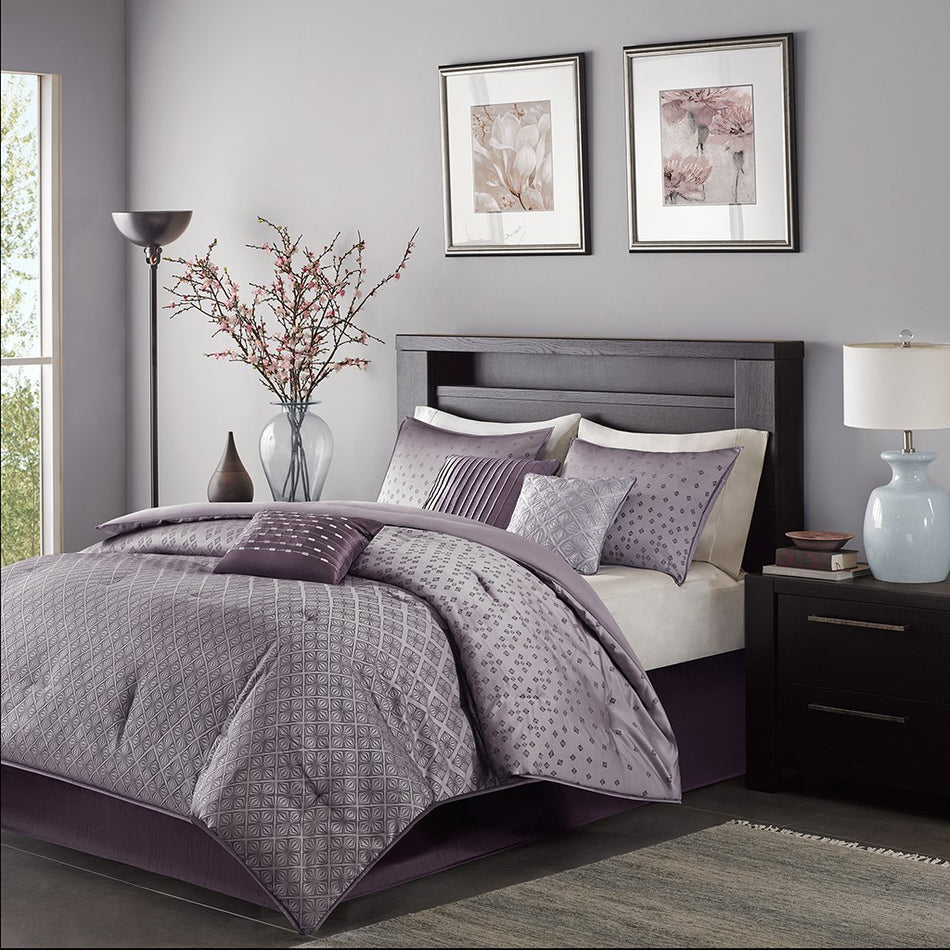 Biloxi 7 Piece Comforter Set - Purple - King Size