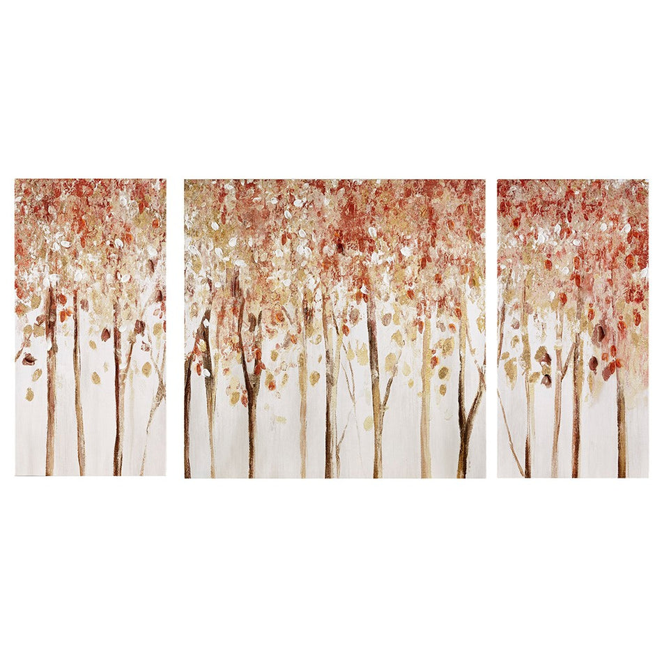 Autumn Forest 3 Piece Canvas Art Palette Knife Embellishment - Red