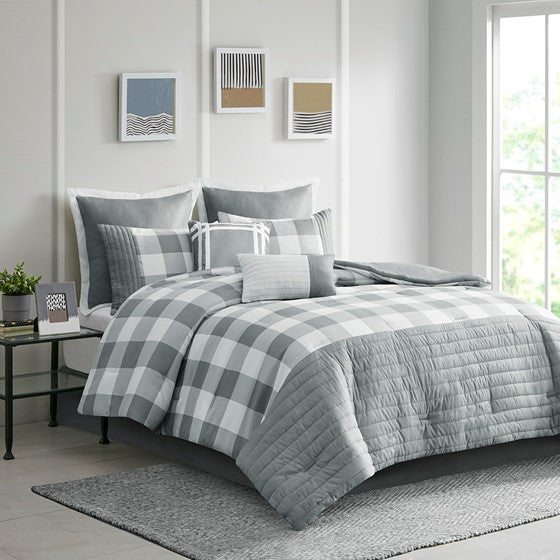 510 Design Georgetown 8 Piece Comforter Set - Grey - Queen Size