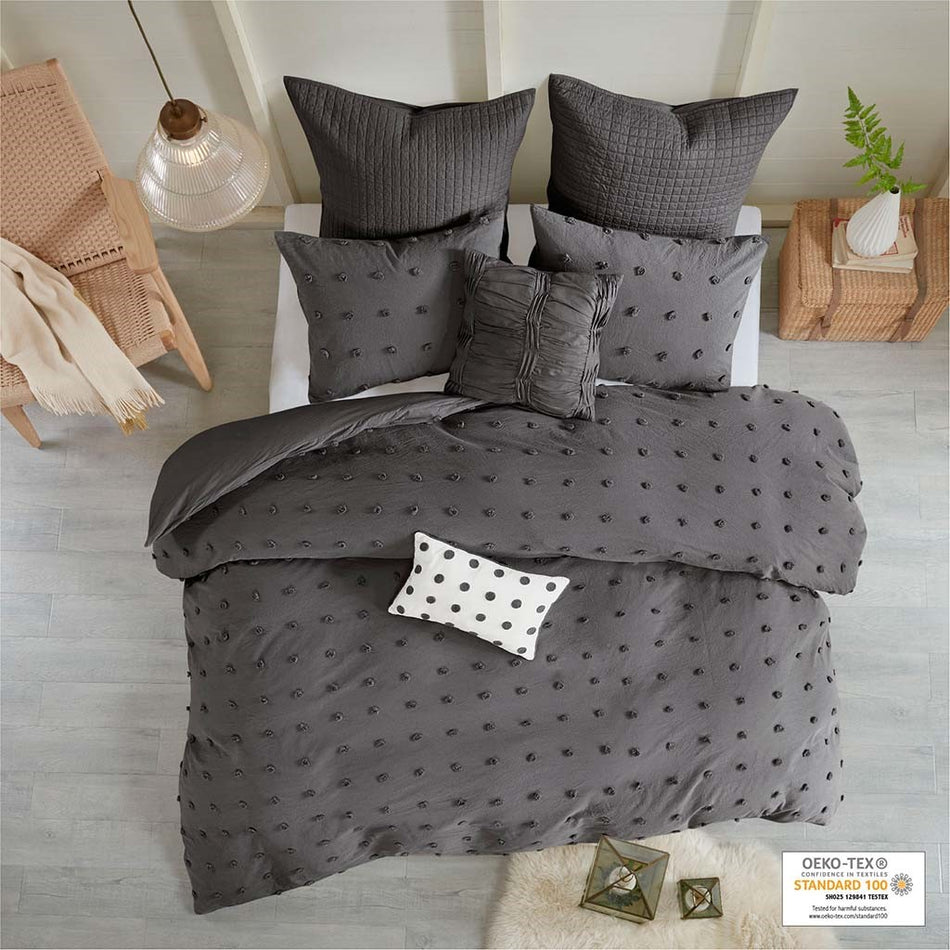 Urban Habitat Brooklyn Cotton Jacquard Duvet Cover Set - Charcoal - Twin Size / Twin XL Size